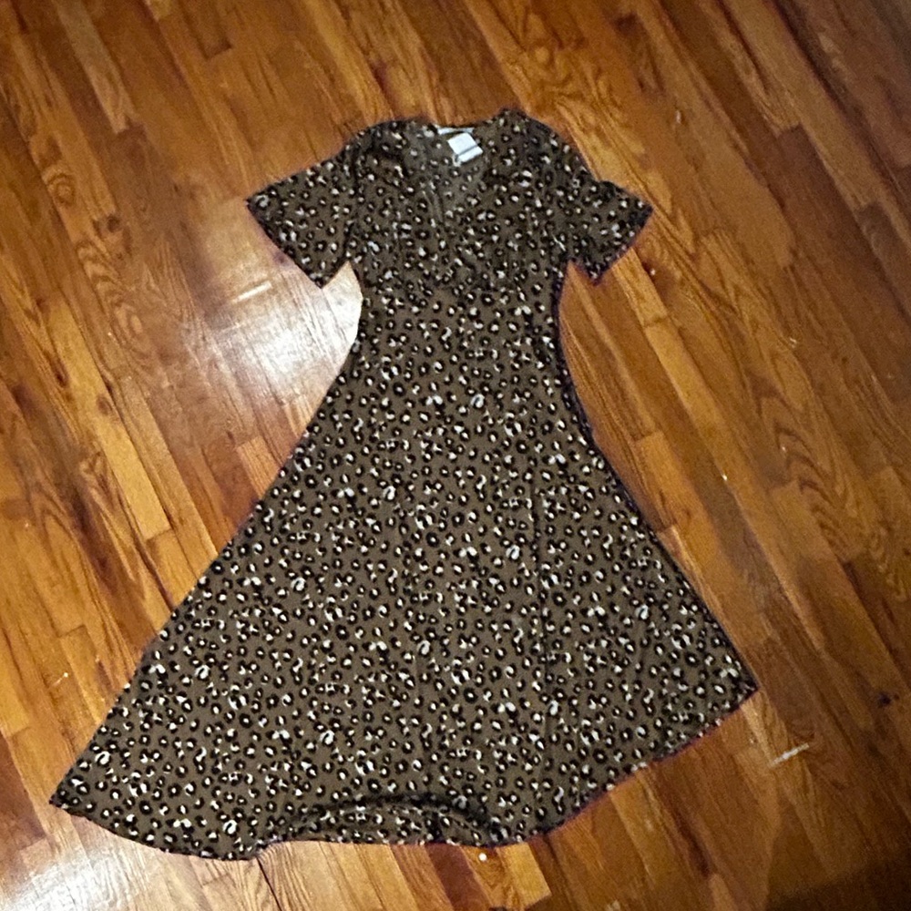 Between Ten: Leopard print Asymmetrical Maxi Dress L